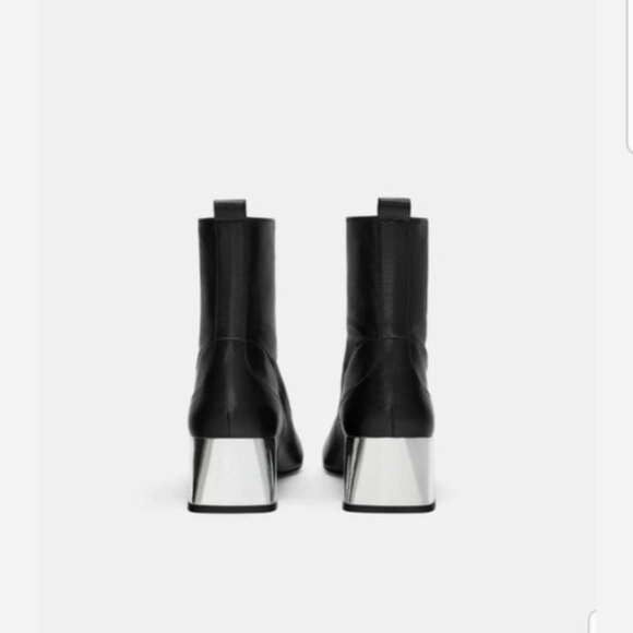 Zara Zip Up Leather Ankle Boots EUR 37 - Picture 6 of 13